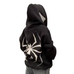 GuiSoHn Y2k Zip Up Hoodie Spider Grunge Vintage Gothic Kapuzenjacke Halloween von GuiSoHn