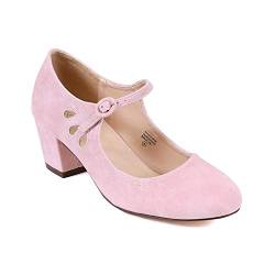 Guilty Heart Mary Jane Pumps für Damen, Kätzchen-Absatz, runder Zehenbereich, Kleid, Pink (Rosepink niedriger Absatz), 40.5 EU von Guilty Heart