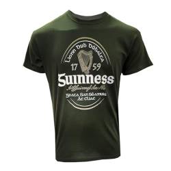 Guinness Irish Label Bottle Green T-Shirt Traditional Craft Offizielles Herren T-Shirt mit irischer Harfe, flaschengrün, 100% recyceltes Material von Guinness