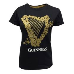 Guinness Kleeblatt Gold Harp Damen T-Shirt, Schwarz , X-Large von Guinness