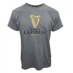 Guinness Premium T-Shirt Irland Gestickte Irische Goldharfe Farbe Grau/Zinn Bestickt von Guinness