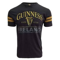 Guinness Schwarz Deep Tan Tape T-Shirt mit Harfe und Irland Text Design | Lässiges stilvolles Baumwolle Tee Shirt Top für Herren (L) von Guinness