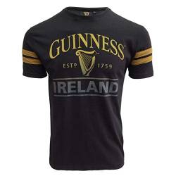 Guinness Schwarz Deep Tan Tape T-Shirt mit Harfe und Irland Text Design | Lässiges stilvolles Baumwolle Tee Shirt Top für Herren (XL) von Guinness