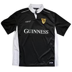 Guinness Schwarzes/weißes Performance Kurzarm-Rugby-Shirt (M) von Guinness
