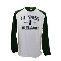 Guinness langärmeliges T-Shirt mit Bierkrug und „Guinness Ireland”, weiß mit grünen Ärmeln von Guinness