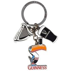 Offiziell Guinness Multi-Charm Schlüsselanhänger mit Pint, Harfe und Tukan Amulette von Guinness