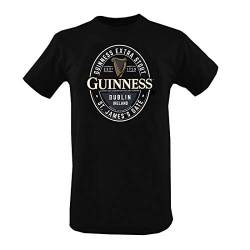Traditional Crafts Herren English Label Print T-Shirt, Schwarz, M von Guinness