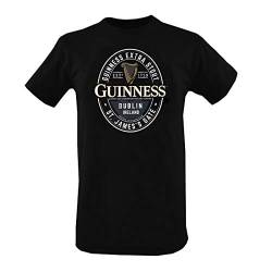 Traditional Crafts Herren English Label Print T-Shirt, Schwarz, XXL von Guinness