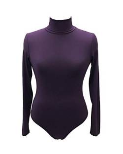 Damen Eleganter Langarm-Body mit Rollkragen Body T-Shirt Lila L von Guiran