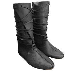 Guiran Herren Mittelalter Schuhe Stiefel Piratenstiefel Für Halloween Und Motto-Partys Schwarz 40CM von Guiran