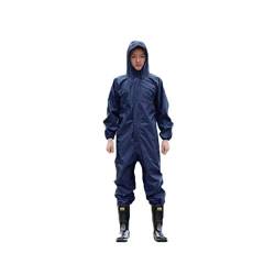 Guiran Herren wasserdichte Overalls mit Kapuze Regen Overalls Arbeitskleidung Regenmantel Sicherheit Anzüge Dunkelblau 4XL von Guiran