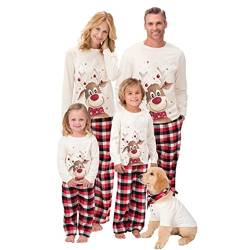 Guiran Weihnachtspyjama, Familie mit Hunden und Pyjamas, Stricken, für den Urlaub, Mix and Match, Pyjama-Serie, Tops und Hosen, Pyjama-Set, hund, M von Guiran
