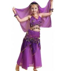Kinder Mädchens Damen Tanzkleid Top Rock Indische Bauchtänzerin Kostüme Dunkelviolett L Höhengeeignet 120-135CM von Guiran