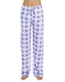 GuliriFe Damen Baumwolle Schlafanzughose Pyjamahose Nachtwäsche Hose Lang Sleep Hose Pants Kariert (Lila, L) von GuliriFe