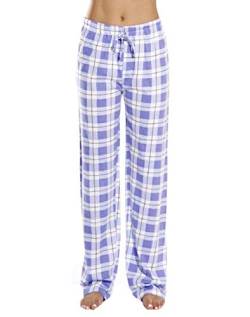 GuliriFe Damen Baumwolle Schlafanzughose Pyjamahose Nachtwäsche Hose Lang Sleep Hose Pants Kariert (Lila, M) von GuliriFe