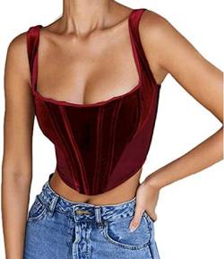 GuliriFe Women Push Up Spaghetti Strap Off Shoulder Corset Halter Boned Bustiers Crop Top Clubwear Bodice (z7, S) von GuliriFe