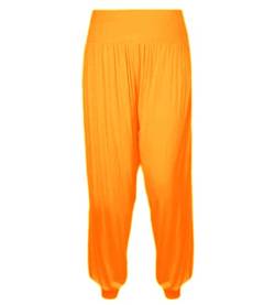 Haremshose für Mädchen Alibaba locker lässig Baggy-Hose Sport Tanz elastisch Yoga-Leggings Kinder Neon ausgestelltes Kostüm Kinder bequeme entspannte Hose mit hoher Neon orange 5-6 Jahre von Gum & Berries