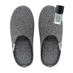 Outback Slipper Grey-Charcoal mit Nagellack Pale Grey| Hausschuhe | Winter | Pantoffeln | Filzpantoffeln Damen/Herren | rutschfeste Sohle | Puschen Damen/Herren| Schuhgröße/Größe 36-46 von Gumbies