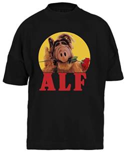 Alf Rose In Mund Schwarz Baggy T-Shirt Herren Damen Unisex Kurze Black Ärmel Mens Womens XXXL von Gunmant