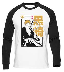 Bleach Anime Character Weißes Baseball T-Shirt Herren Damen Unisex Langarm Rundem Hals White Mens Womens M von Gunmant