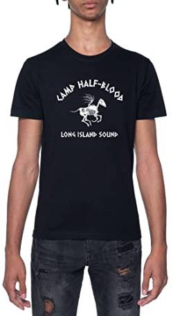 Camp Half-Blood Pegasus Skull Schwarz T-Shirt Herren Mit Kurzen Ärmeln Und Rundem Hals Black Mens XL von Gunmant