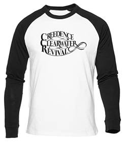 Creedence Clearwater Revival Retro White Baseball T-Shirt Mens Womens Unisex Long Sleeves Round Neck L von Gunmant