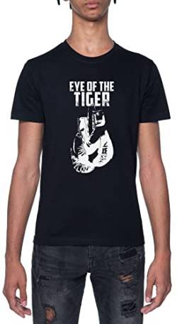 Rocky Eye of The Tiger Boxing Schwarz T-Shirt Herren Mit Kurzen Ärmeln Und Rundem Hals Black Mens XXL von Gunmant