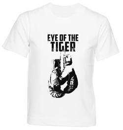 Rocky Eye of The Tiger Boxing Weißes T-Shirt Kinder Jungen Mädchen Kurzarm Rundem Hals White Kids Boys Girls L von Gunmant