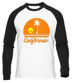 Sunset In California White Baseball T-Shirt Mens Womens Unisex Long Sleeves Round Neck L von Gunmant