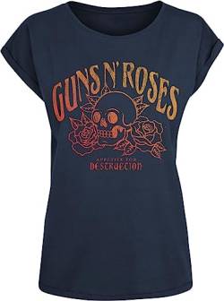 Guns N' Roses Appetite for Destruction Skull Frauen T-Shirt Navy M 100% Baumwolle Band-Merch, Bands von Guns N' Roses