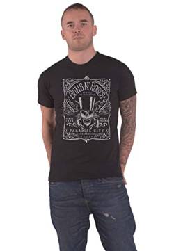 Guns N' Roses Herren Bourbon Label T-Shirt, Schwarz, XL von Guns N' Roses