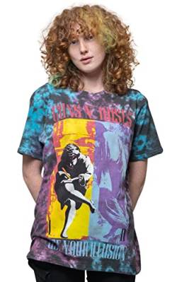 Guns N' Roses T Shirt Use Your Illusion Logo Nue offiziell Unisex Dye Wash Blau L von Guns N' Roses
