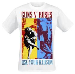 Guns N' Roses Use Your Illusion Männer T-Shirt weiß L 100% Baumwolle Band-Merch, Bands von Guns N' Roses