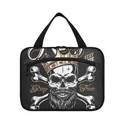 GuoChe Kulturbeutel zum Aufhängen, Reise-Make-up-Tasche, Totenkopf, schwarze Kosmetiktaschen für Frauen, große Reise-Organizer-Tasche, Totenkopf schwarz, 22.99 von GuoChe