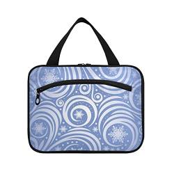 GuoChe Kulturbeutel zum Aufhängen, Reise-Make-up-Tasche, blau, Winter-Kosmetiktaschen für Frauen, mittlere Reise-Organizer-Tasche, Blau Winter, 21.99 von GuoChe