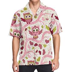 GuoChe Niedliche Eulen, Hawaii-Hemden für Herren, kurzärmelig, für Herren, Strand, Urlaub, Shirts S, Süße Eulen, L von GuoChe