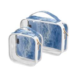 GuoChe Transparente süße Kosmetiktasche, Mehrzwecktasche für Geldbörse für Damen und Herren, Kulturbeutel, 2 Stück, Western-Schneekuh, Hellblau, Bunt, 1 size von GuoChe