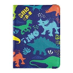 Reisepasshülle für Herren, Dinosaurier-Blätter, Premium-PU-Leder, Reisezubehör, 14,5 x 10,9 cm, Dino Roar, Einheitsgröße von GuoChe