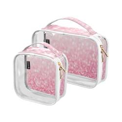 Transparente Reise-Kosmetiktasche, wasserdicht, transparent, Make-up-Tasche für Damen, Reise-Kulturbeutel, 2 Stück, weiß/rosa, glitzernd, Bunt, 1 size von GuoChe
