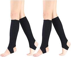 Guojanfon Modische Yoga-Socken für Damen und Mädchen, Workout-Socken, zehenlos, Training, Tanz, Beinstulpen, 2er Set schwarz, Medium von Guojanfon