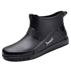 Gummistiefel Herren Halbhoch Festival Booties Rain Boots Günstig Freien Autowäsche Gummischuhe Oversized Erwachsene Stiefeletten mit Stulpe Breiter Fuß Gartenschuhe Kurzschaft von Guotobe