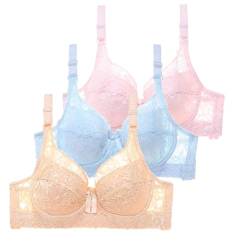 Guotobe 3Er Pack Spitzen BH Stück Damen Unterwäsche Super Push Up Sexy Bra Damen BH mit Bügel Vollständige Abdeckung Große Größen BH Große Brüste Starker Halt Comfit Underwear Soft Klassische BHS von Guotobe