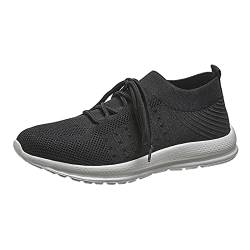 Guotobe Damen Sneaker Mesh Atmungsaktiv Bequem Sneaker Sportschuhe mit Schnürsenkel Leicht Turnschuhe Laufschuhe rutschfest Frühling und Sommer Schuhe Weiche Sohle Weiß Joggingschuhe Freizeitschuhe von Guotobe