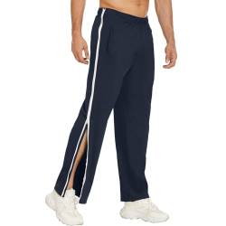 Guotobe Herren Reha Hose mit Durchgehendem Reissverschluss Lange Sporthose Jogginghose mit Tasche Atmungsaktiv Freizeithose Reha Hose Leicht Frühling Sommer Trainingshose Locker Schwarz Sweathose von Guotobe