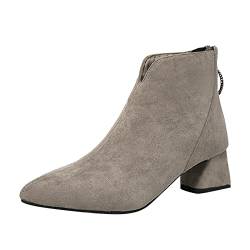 Guotobe Stiefeletten Damen 40 Schnürstiefel Boots Beige High-Heel Schnürstiefeletten mit Absatz Flach Stiefelette Elegante Weiß Stiefeletten Klassische Schuhe von Guotobe