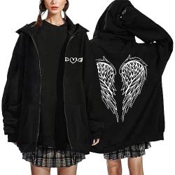 Guotobe Stray Kids Merch Hoodie Damen Gothic Kapuzenjacke Kapuzenpullover Aesthetic Vintage Langarml Hoodies Jacke Oversize Y2k E-Girl Sweatjacke Übergroße Freizeit Sommerpullover Kpop Kaputzenpullis von Guotobe