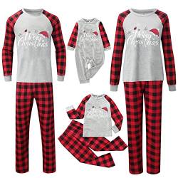 Guotobe Weihnachts Pyjama Familie Set: Warm Couple Set Christmas Schlafanzug Rundhals Weihnachtspyjama Langarm Familien Outfit Set Winter Damen Herren Kinder Hausanzug Weihnachts Matching Pyjamas von Guotobe