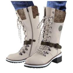 Guotobe Winterstiefel Damen Rutschfest Winter Schnürstiefel Schneestiefel Warme Gefütterte Winterschuhe Schneeschuhe Wasserdichte Winterstiefel Wandern Stiefeletten Bequeme Sport Damenstiefel von Guotobe