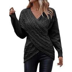 Pulli Damen Fashion Strickpulli Winterpullover Langarm Oversize Tops Herbst Winter Einfarbig Damenpullover Elegant Casual Sweatershirt Lässige Pullover Bequeme Oberteile von Guotobe