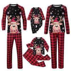 Weihnachts Pyjama Familie Set: Warm Couple Set Christmas Schlafanzug Rundhals Weihnachtspyjama Langarm Familien Outfit Set Winter Damen Herren Kinder Hausanzug Weihnachts Matching Pyjamas Damen von Guotobe